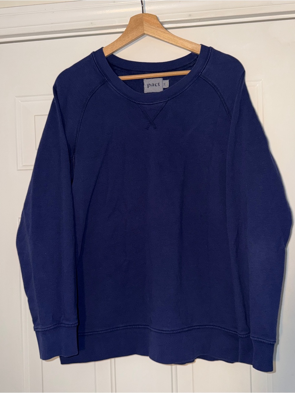 Pact Women’s Deep Navy Organic Cotton Crewneck Sweatshirt. Sz XL